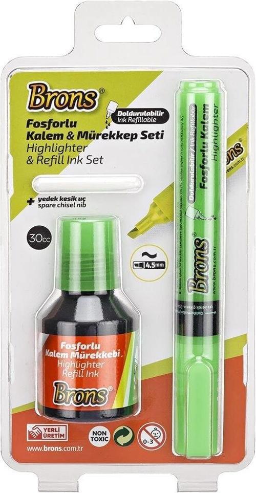 Fosforlu Kalem Seti Açık Yeşil (Kalem + Mürekkep + Yedek Uç)