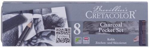 Charcoal Pocket Set Karakalem Eskiz Çizim Seti Metal Kutu 8 Parça