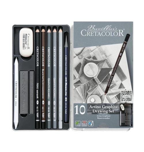 Artino Graphite Drawing Set Karakalem Eskiz Çizim Seti Metal Kutu 10 Parça
