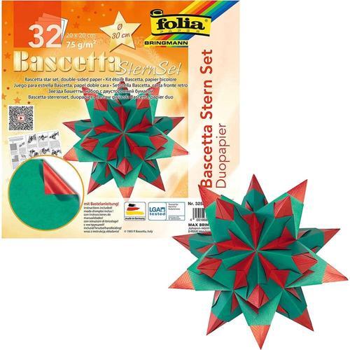 Bascetta Stern Çift Taraflı Origami Kağıdı 20x20 cm. 32 Yaprak HOT RED / GREEN