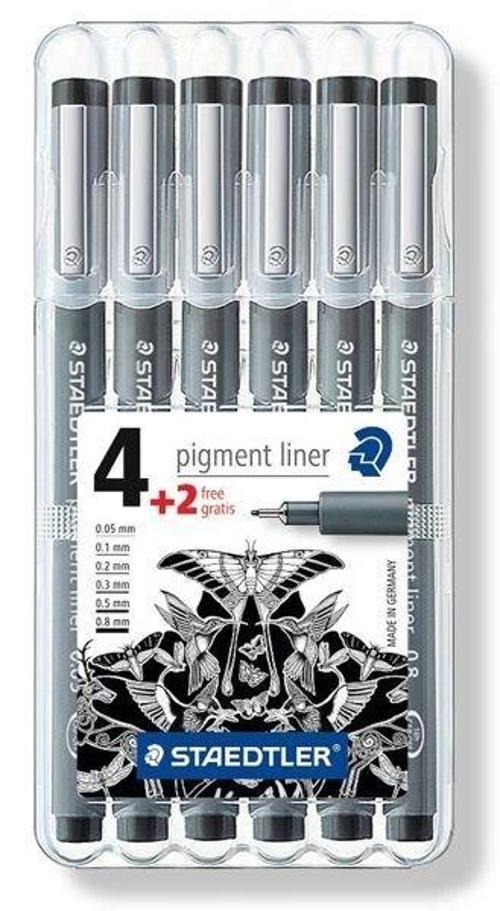 Pigment Liner Teknik Çizim Kalemi Seti 6'lı Plastik Kutulu