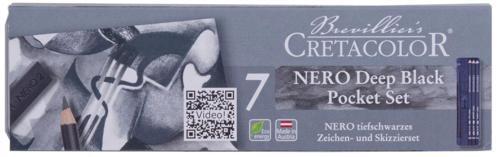 Nero Deep Black Pocket Set Karakalem Eskiz Çizim Seti Metal Kutu 7 Parça