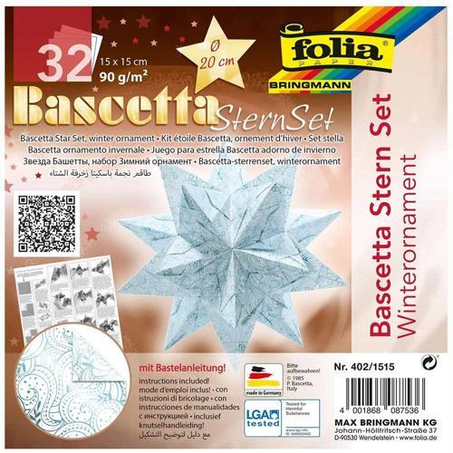 Bascetta Stern Çift Taraflı Origami Kağıdı 15x15 cm. 32 Yaprak KIŞ MOTİFİ BEYAZ