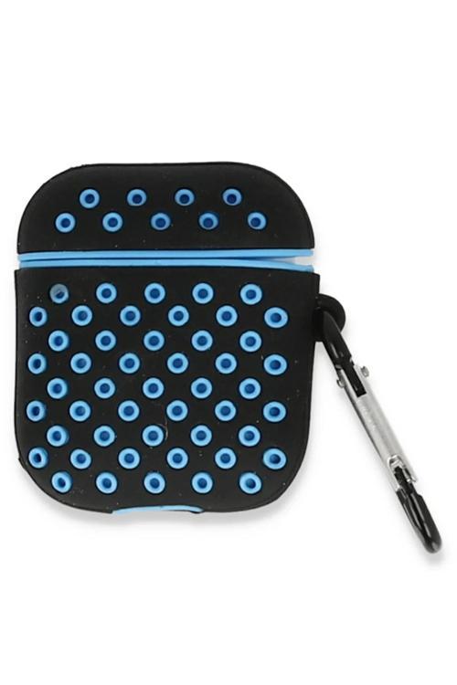 Airpods 2 (2.nesil) Spor Delikli Kılıf - Siyah-Mavi-(5796)
