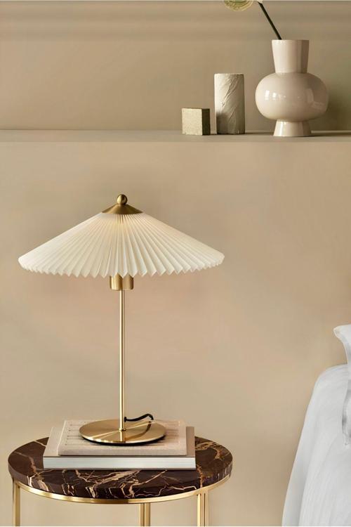 Exclusive Collection Krem Şapka Tasarım Umbrella Abajur Eskitme Gold Sarı