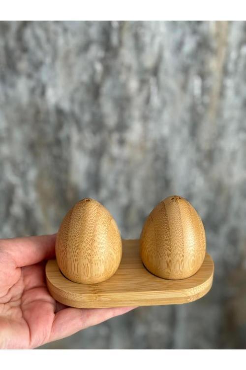 Bambu Yumurta Model Tuzluk & Biberlik