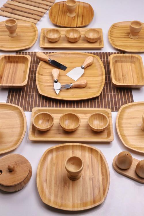 Leafy 6 Kişilik 34 Parça Doğal Bambu Kahvaltı Takımı – Kahvaltı Seti Sunum Seti