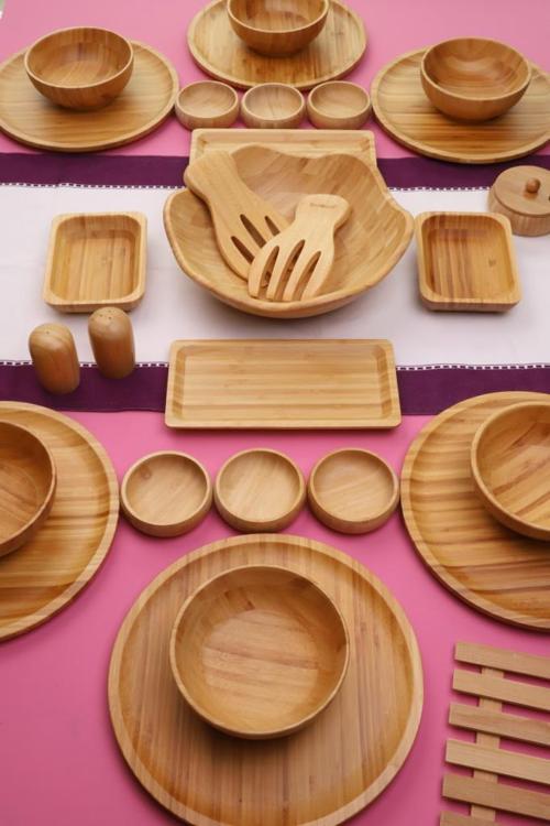 Bambu Glow 6 Kişilik 31 Parça Doğal Bambu Kahvaltı Takımı – Kahvaltı Seti Sunum Seti