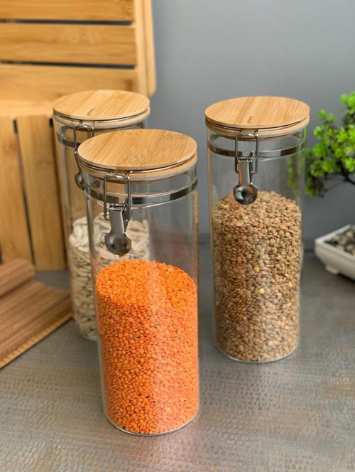 Mada 1300ml 20 Cm 6 Lı Kelepçeli Vakumlu Boroslikat Cam Set