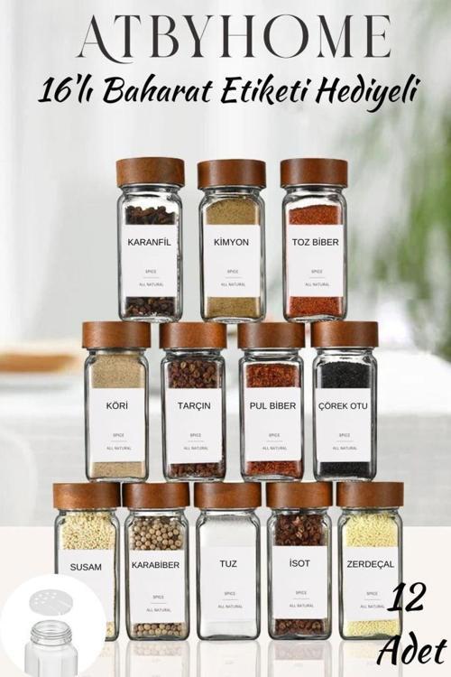 Akasya Kapaklı 12'li Baharatlık Seti 120 ml