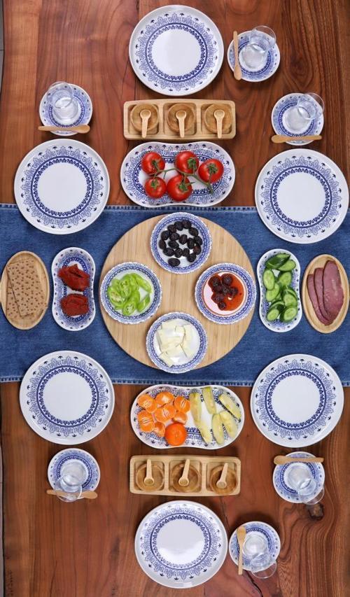 49 Parça 6 Kişilik Maku Porselen Kahvaltı Takımı - Lüx Kahvaltılık Sunum Seti