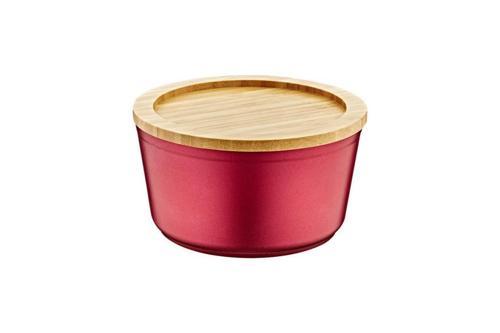Slalom - Bambu Kapaklı Granit Saklama Kabı 16cm Kırmızı