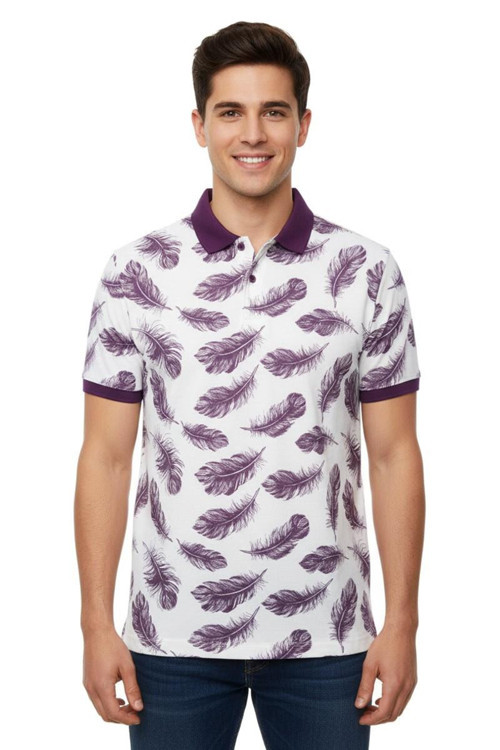 Erkek Yaprak Desenli Polo Yaka Tişört BGL-ST00524