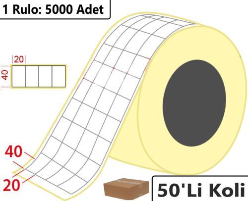 40x20 mm Termal 4'lü Ürün Barkod Etiketi 5000'li Rulo 50'li Koli