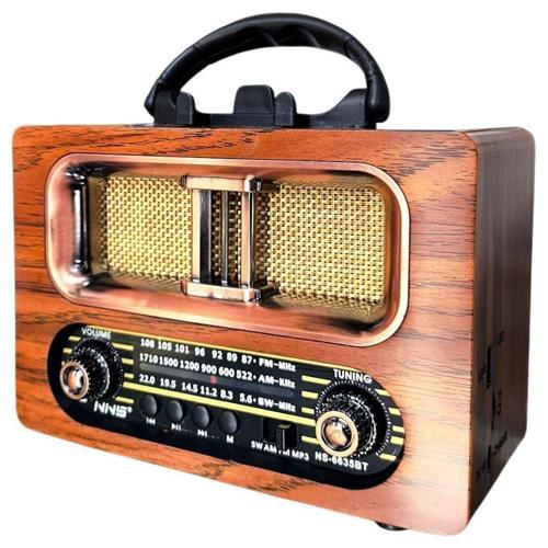 ® Büyük Boy Retro, Nostaljik, Ahşap Tasarım Bluetooth Hoparlörlü, Şarjlı, Taşınabilir FM/AM De
