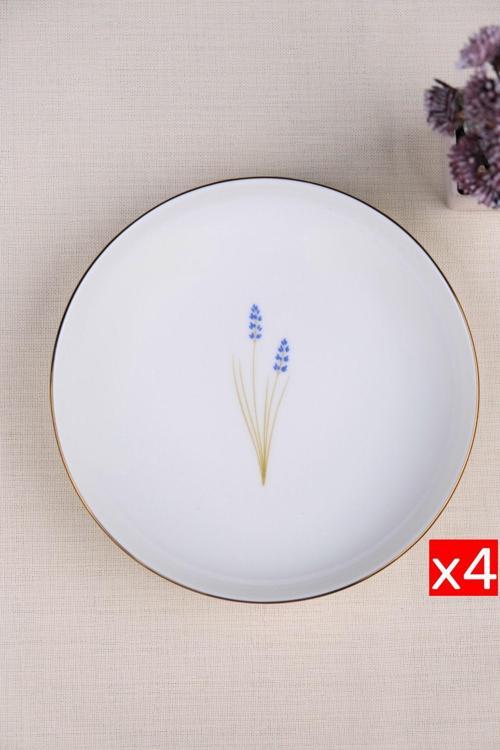 Porselen Natura Lavanta Altın Yaldız Çukur Tabak 18,50cm 4 lü