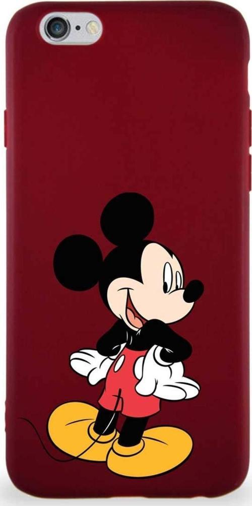 Iphone 6S Uyumlu Soft Premier Kapak Mickey Mouse-D Tasarımlı Silikon Kılıf - Mürdüm