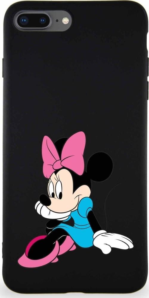 Iphone 7 Plus Uyumlu  Soft Premier Kapak Minnie Mouse-E Tasarımlı Silikon Kılıf - Siyah