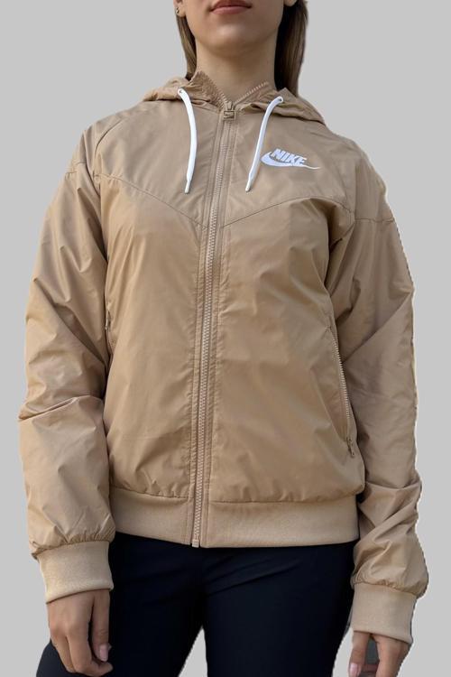 Sportswear Windrunner Jacket Kadın Kapüşonlu Spor Ceket Bej