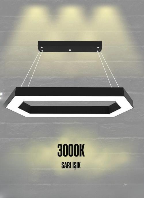JOYA ( Siyah Kasa, Sarı Işık ) Ledli Modern Sarkıt Led Avize, Salon, Mutfak, Oturma Odası