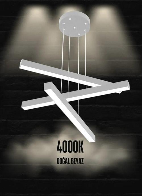 Trillizo ( Gri Kasa, Doğal Beyaz Işık ) Modern Sarkıt Led Avize, Salon, Mutfak, Oturma Odası