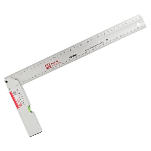 B.H.D BHD00198 400mm/40cm Alüminyum L Marangoz Gönye/Su Terazili