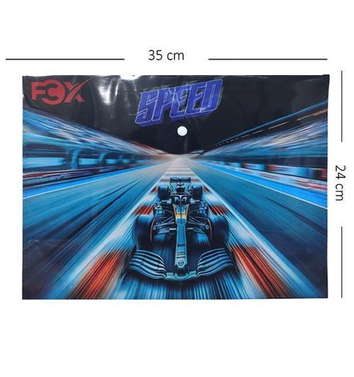 Araba Yarış Desenli Çıt Çıtlı Zarf Dosya - 1 Adet