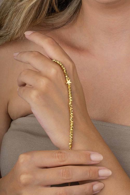 Yıldız Figürlü Altın Kaplama Çelik Dorika Kadın Bileklik