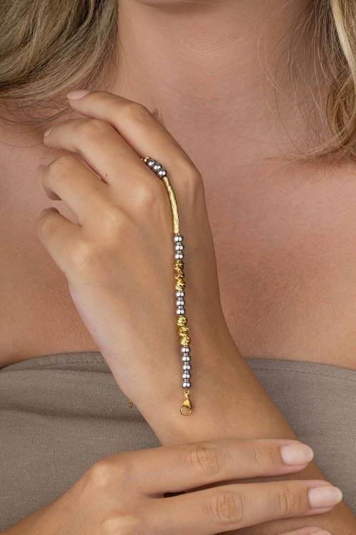 Kırmızı Altın Kaplama Dorika Zincir Model Altın Kaplama Çelik Kadın Bileklik