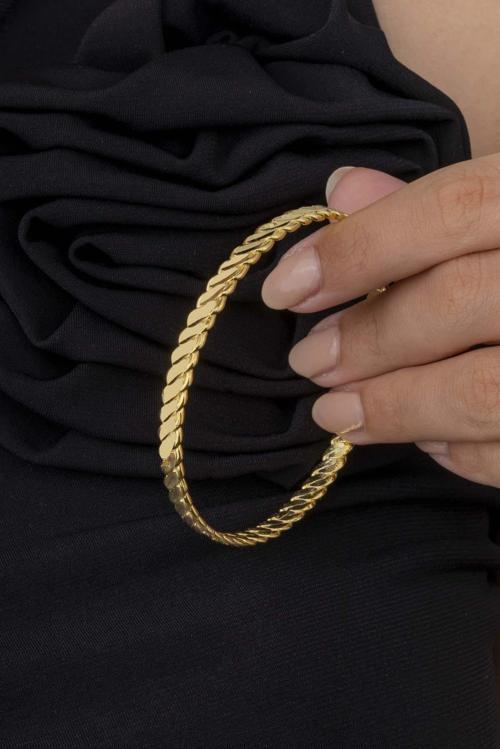 14 Ayar Altın Kaplama 925 Ayar Gümüş Burma Kadın Bilezik