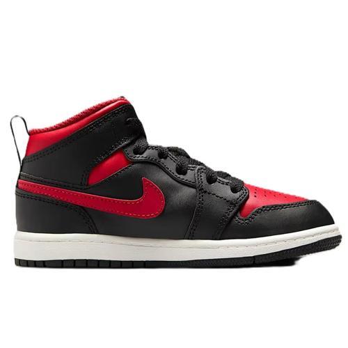 Air Jordan 1 Mid PS Leather Unisex Sneaker Hakiki Deri Günlük Spor Ayakkabı Siyah Kırmızı