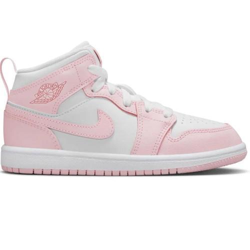 Air Jordan 1 Mid PS Leather Unisex Sneaker Hakiki Deri Günlük Spor Ayakkabı Beyaz Pembe