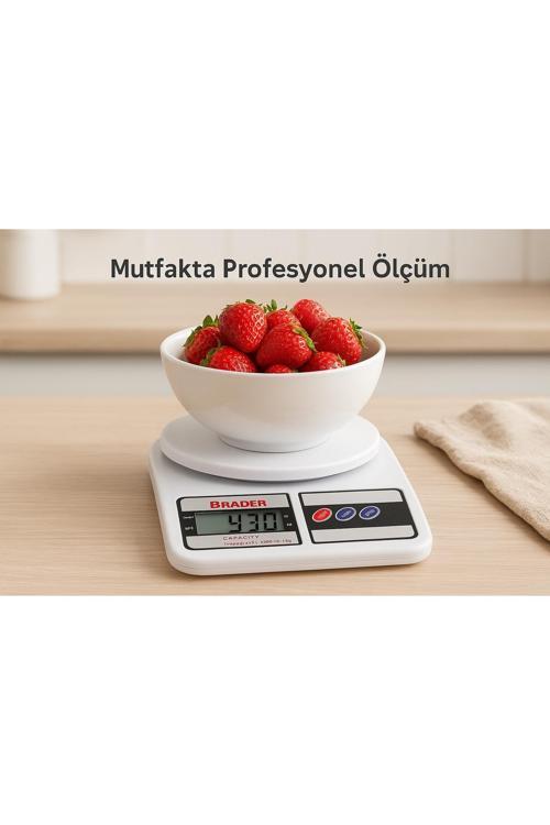 Led Ekranlı 10 Kg Dijital Mutfak Tartısı Brader | Hassas Elektronik Terazi
