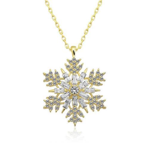 925 Ayar Gümüş Gold Kar Tanesi Kadın Gümüş Kolye