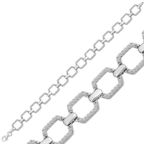 925 Ayar Gümüş Kare Taşlı Kadın Bileklik