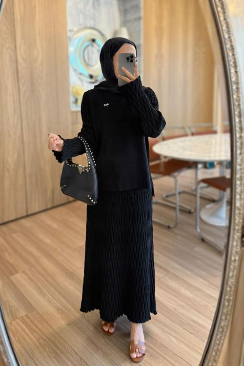 Lady Etekli Merserize Takım - Siyah