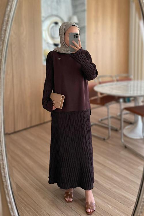 Lady Etekli Merserize Takım - Kahverengi