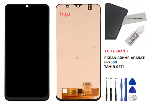 - Samsung Galaxy A30 - SM-A305 Uyumlu Lcd Ekran Dokunmatik Orijinal + B-7000 + TAMİR SETİ