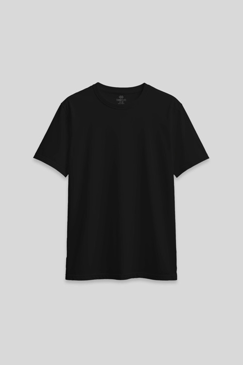 Siyah O Yaka Standart Fit Basic Kadın T-Shirt - 97311