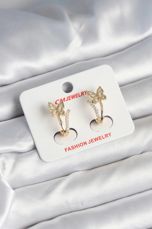 Pirinç Gold Renk Zirkon Taşlı Kelebek Model Kadın Yüzük