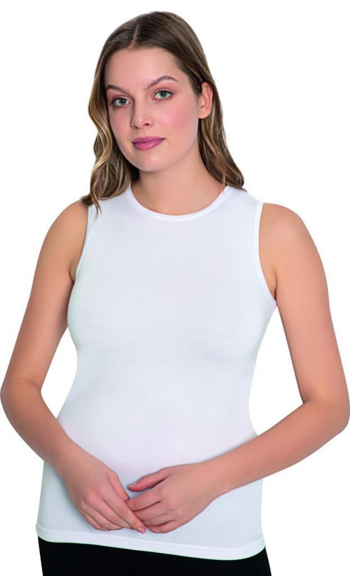 6 Adet Lüx Drm Bayan Bambu Kolsuz Body Fanila Atlet 3740