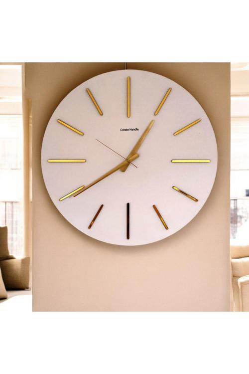 Create&Handle 50X50 Cm Kabartmalı Aynalı Pleksi Duvar Saati - Quartz Mekizma, Şık Ahşap Tasarım