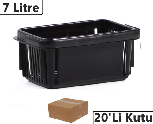 Plastik Kozmetik Alışveriş El Sepeti 7 Litre Siyah 20'li Koli