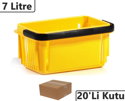 Plastik Kozmetik Alışveriş El Sepeti 7 Litre Sarı 20'li Koli