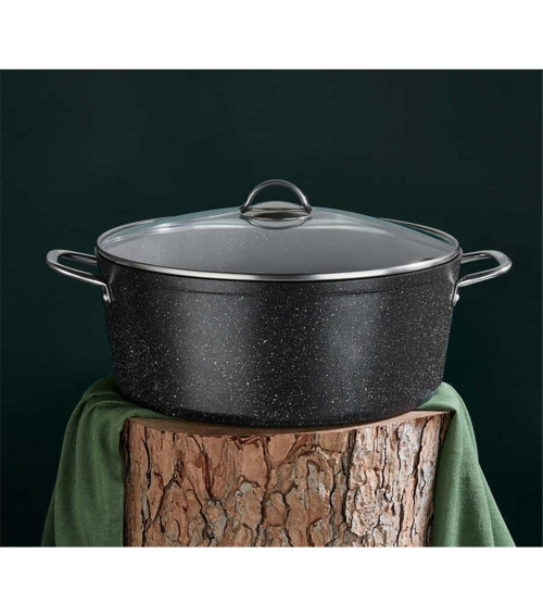 Granit 34X13,5 cm 11 Litre Büyük Derin Tencere Siyah - 3109