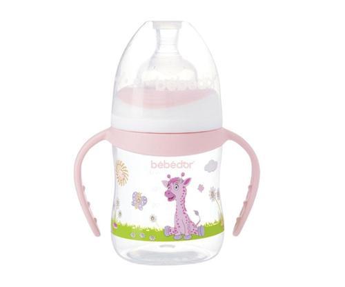 Desenli Geniş Ağız Kulplu Biberon 150 ml
