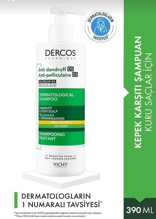 DERCOS Anti-Dandruff Kepek Karşıtı Şampuan Kuru Saçlar İçin 390 ml
