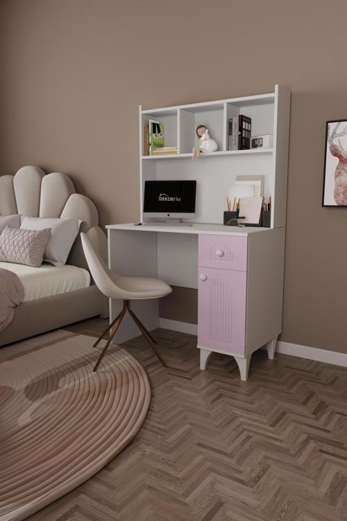 DF09105 Çekmeceli Kapaklı Kitaplıklı Çalışma Masası Bilgisayar Masası