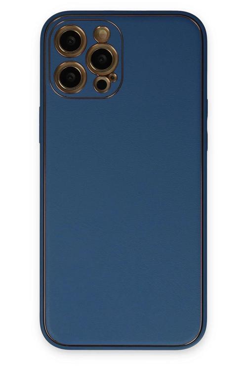 iPhone 12 Pro Kılıf Coco Deri Silikon Kapak - Açık Mavi
