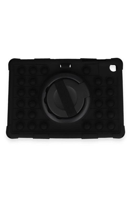 Samsung Galaxy Tab A9 Kılıf Patpat El Tutma Aparatlı Standlı Tablet Silikon - Siyah